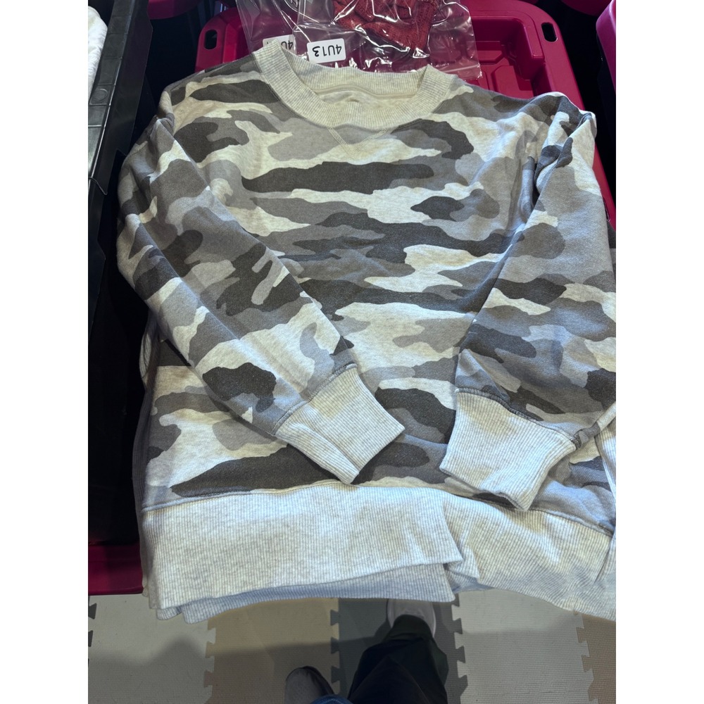 Aerie Womens Gray Camouflage Crewneck Pullover Sweatshirt Size L